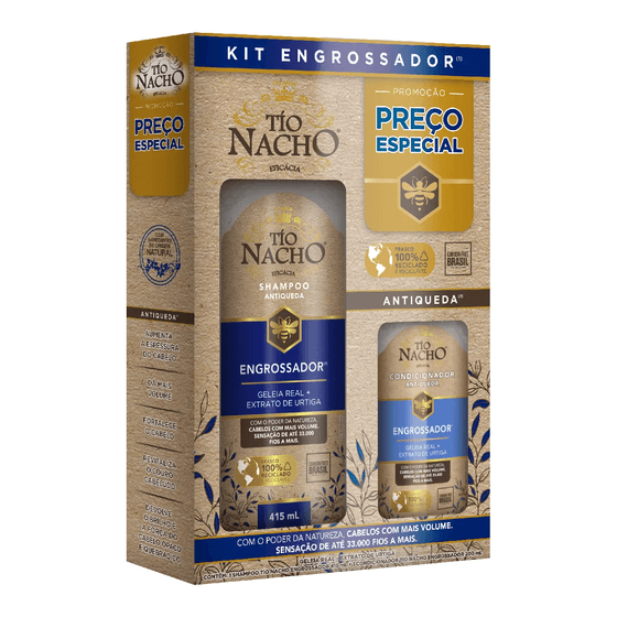 Kit Tio Nacho Engrossador Com 1 Shampoo De 415Ml + 1 Condicionador De 200Ml - Imagem 1